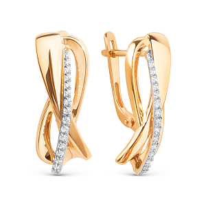 Серьги из красного золота с фианитами