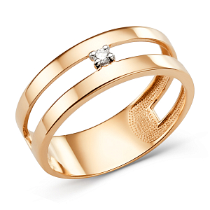 Кольцо из красного золота с фианитом