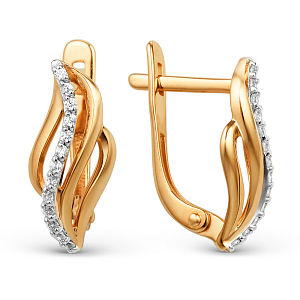 Серьги из красного золота с фианитами