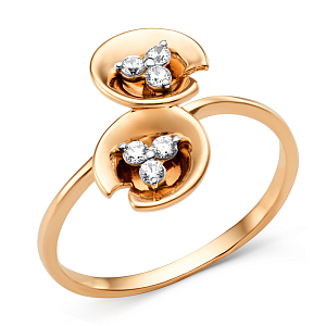 Кольцо из красного золота с фианитами