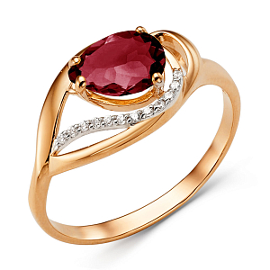 Кольцо из красного золота с гранатом