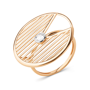 Кольцо из красного золота с фианитом