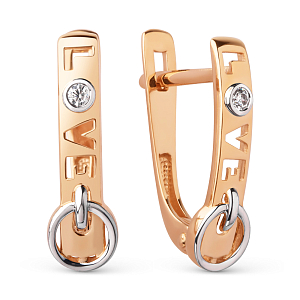 Серьги из красного золота с фианитами