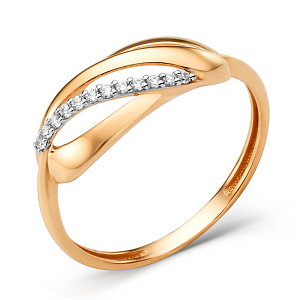 Кольцо из красного золота с фианитами