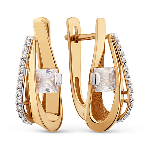 Серьги из красного золота с фианитами