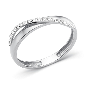 Кольцо из белого золота с фианитами