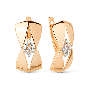 Серьги из красного золота с фианитами