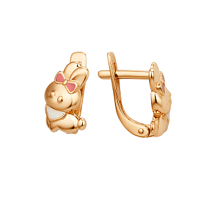 Серьги детские из красного золота