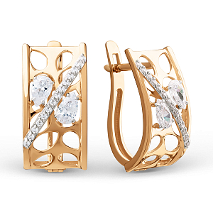 Серьги из красного золота с фианитами