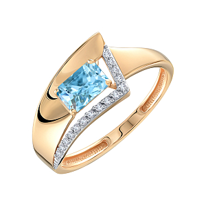 Кольцо из красного золота с swiss топазом