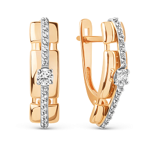 Серьги из красного золота с фианитами