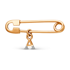 Булавка из красного золота с фианитами