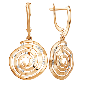 Серьги из красного золота с фианитами