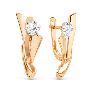 Серьги из красного золота с фианитами