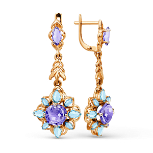 Серьги из красного золота с аметистами