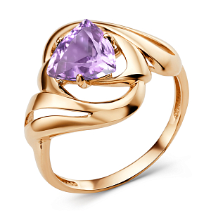 Кольцо из красного золота с аметистом