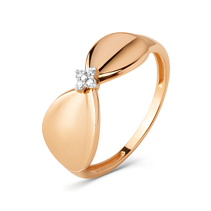 Кольцо из красного золота с фианитами