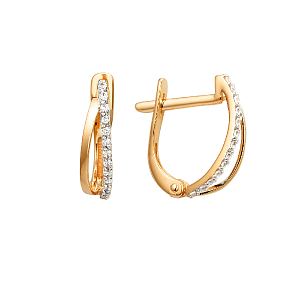 Серьги из красного золота с фианитами