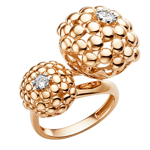 Кольцо из красного золота с фианитами