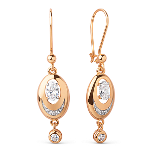 Серьги из красного золота с фианитами