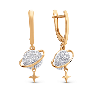 Серьги из красного золота с фианитами