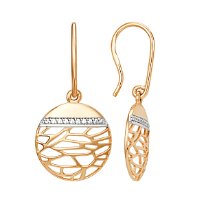 Серьги из красного золота с фианитами