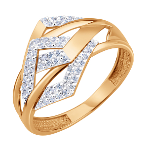 Кольцо из красного золота с фианитами