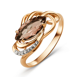 Кольцо из красного золота с раухтопазом