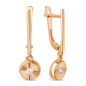 Серьги из красного золота с фианитами