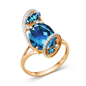 Кольцо из красного золота с лондон топазами