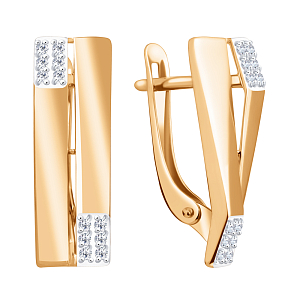 Серьги из красного золота с фианитами