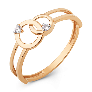 Кольцо из красного золота с фианитами