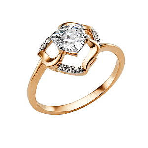 Кольцо из красного золота с фианитами