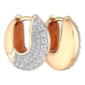 Серьги из красного золота с фианитами