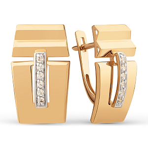 Серьги из красного золота с фианитами