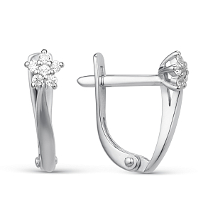 Серьги из белого золота с фианитами