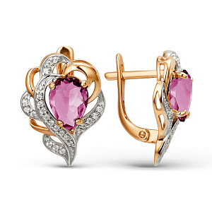 Серьги из красного золота с корундами