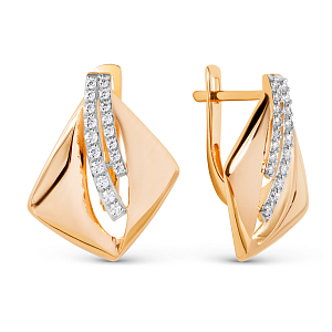 Серьги из красного золота с фианитами