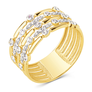 Кольцо из желтого золота с фианитами