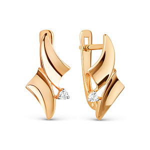 Серьги из красного золота с фианитами