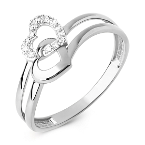 Кольцо из белого золота с фианитами