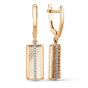 Серьги из красного золота с фианитами