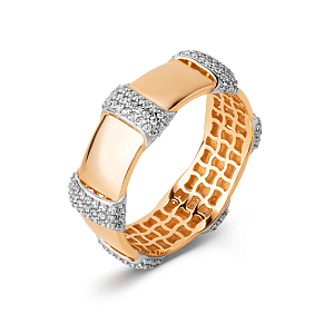 Кольцо из красного золота с фианитами