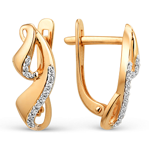 Серьги из красного золота с фианитами