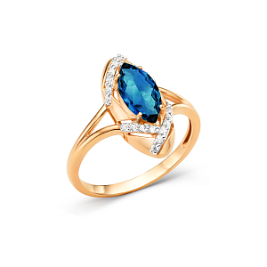 Кольцо из красного золота с лондон топазом