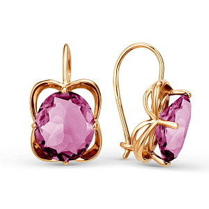 Серьги из красного золота с корундами