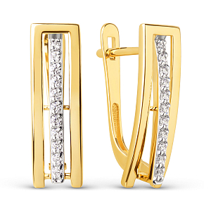 Серьги из желтого золота с фианитами