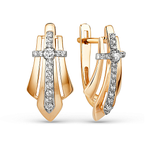 Серьги из красного золота с фианитами