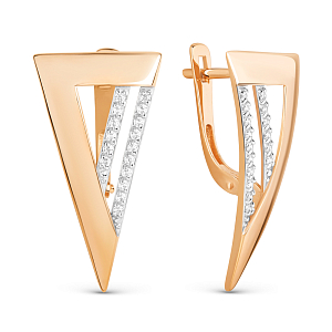 Серьги из красного золота с фианитами