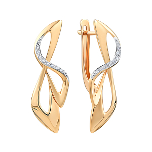 Серьги из красного золота с фианитами